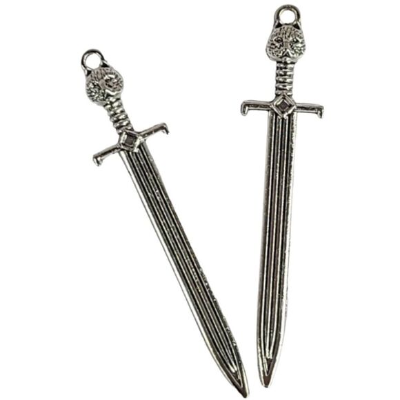 2 Mini CAT Head Silver Metal Dagger Dueling Swords Doll Toy Accessory Decor - Picture 2 of 7